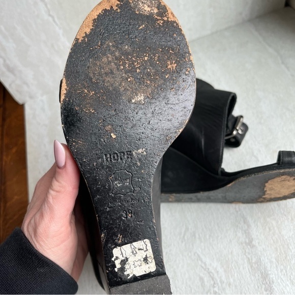 ** Hope by Ringstrand Soderberg black leather wedge sandals 38 - Picture 7 of 10